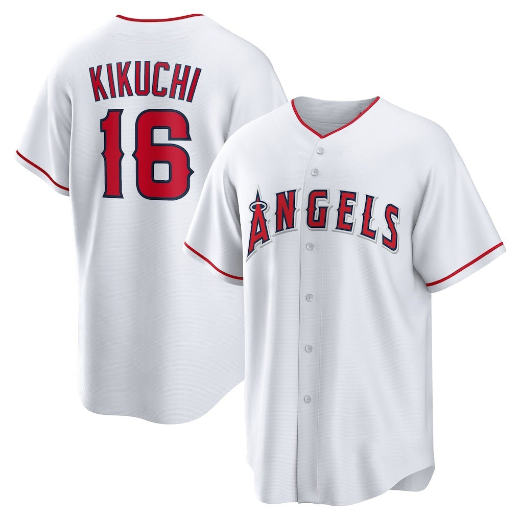 seanshop Los Angeles Angels #16 Yusei Kikuchi White  Home Replica Jersey