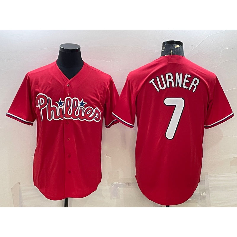 seanshop  Philadelphia Phillies #7 Trea Turner Red  Cool Base Stitched Jersey
