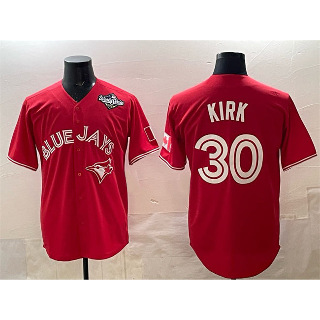 seanshop   Toronto Blue Jays #30 Alejandro Kirk Red  2025 World Series Cool Base Stitched Jersey