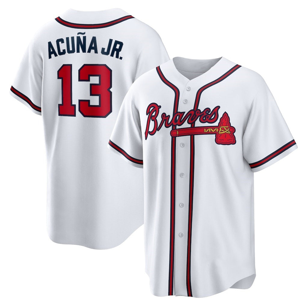 seanshop Atlanta Braves #13 Ronald Acuna Jr. White  Home Replica Player Name Jersey