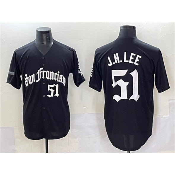 seanshop  San Francisco Giants #51 Jung Hoo Lee Black  'Gothic Fog Edition' Vapor Premier Limited Stitched Jersey