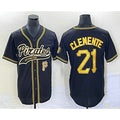 seanshop  Pittsburgh Pirates #21 Roberto Clemente Number Black  Cool Base Stitched Jersey 1