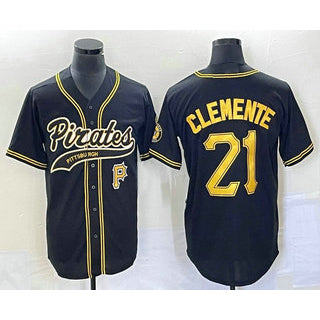 seanshop  Pittsburgh Pirates #21 Roberto Clemente Number Black  Cool Base Stitched Jersey 1