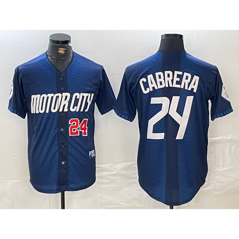 seanshop Detroit Tigers #24 Miguel Cabrera Number Navy  2024 City Connect Cool Base Limited Stitched Jersey