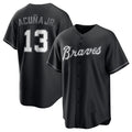 seanshop Atlanta Braves #13 Ronald Acuna Jr. Black  Lights Out Limited Stitched Jersey