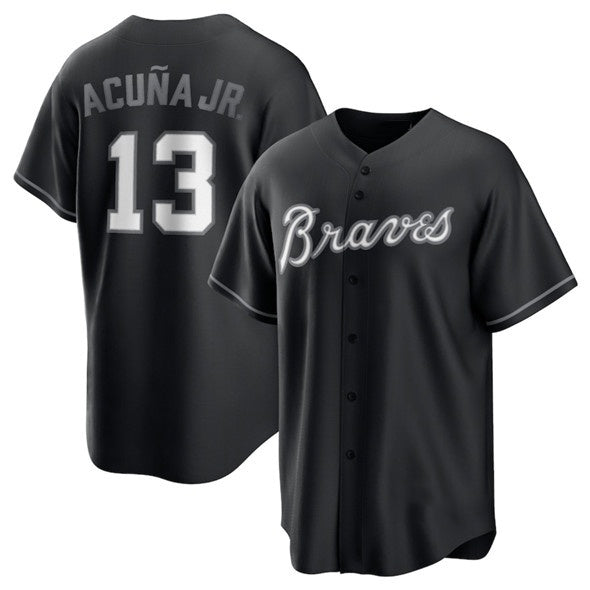 seanshop Atlanta Braves #13 Ronald Acuna Jr. Black  Lights Out Limited Stitched Jersey