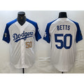 seanshop Los Angeles Dodgers #50 Mookie Betts Number White Blue  Fashion Stitched Cool Base Limited Jersey 3