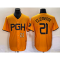 seanshop  Pittsburgh Pirates #21 Roberto Clemente Number Gold  2023 City Connect Stitched Jersey