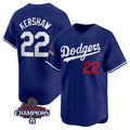 seanshop Los Angeles Dodgers #22 Clayton Kershaw Royal  2024 World Series Champions Alternate Limited Stitched Jersey