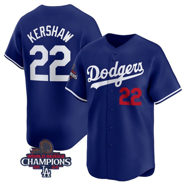 seanshop Los Angeles Dodgers #22 Clayton Kershaw Royal  2024 World Series Champions Alternate Limited Stitched Jersey