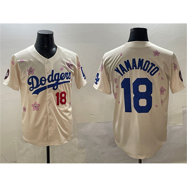 seanshop Los Angeles Dodgers #18 Yoshinobu Yamamoto Cream  2025 Tokyo Series Limited Stitched Jersey