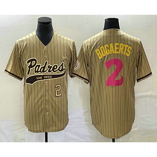 seanshop  San Diego Padres #2 Xander Bogaerts Number Tan  Pinstripe 2023 City Connect Cool Base Stitched Jersey