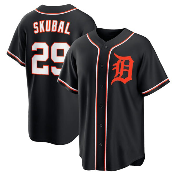 seanshop Detroit Tigers #29 Tarik Skubal Black  Out Stitched Jersey