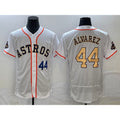 seanshop Houston Astros #44 Yordan Alvarez Number 2023 White Gold  World Serise Champions Patch Flex Base Stitched Jersey 3