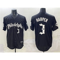 seanshop  Philadelphia Phillies #3 Bryce Harper Black  Gothic Vapor Limited Stitched Jersey