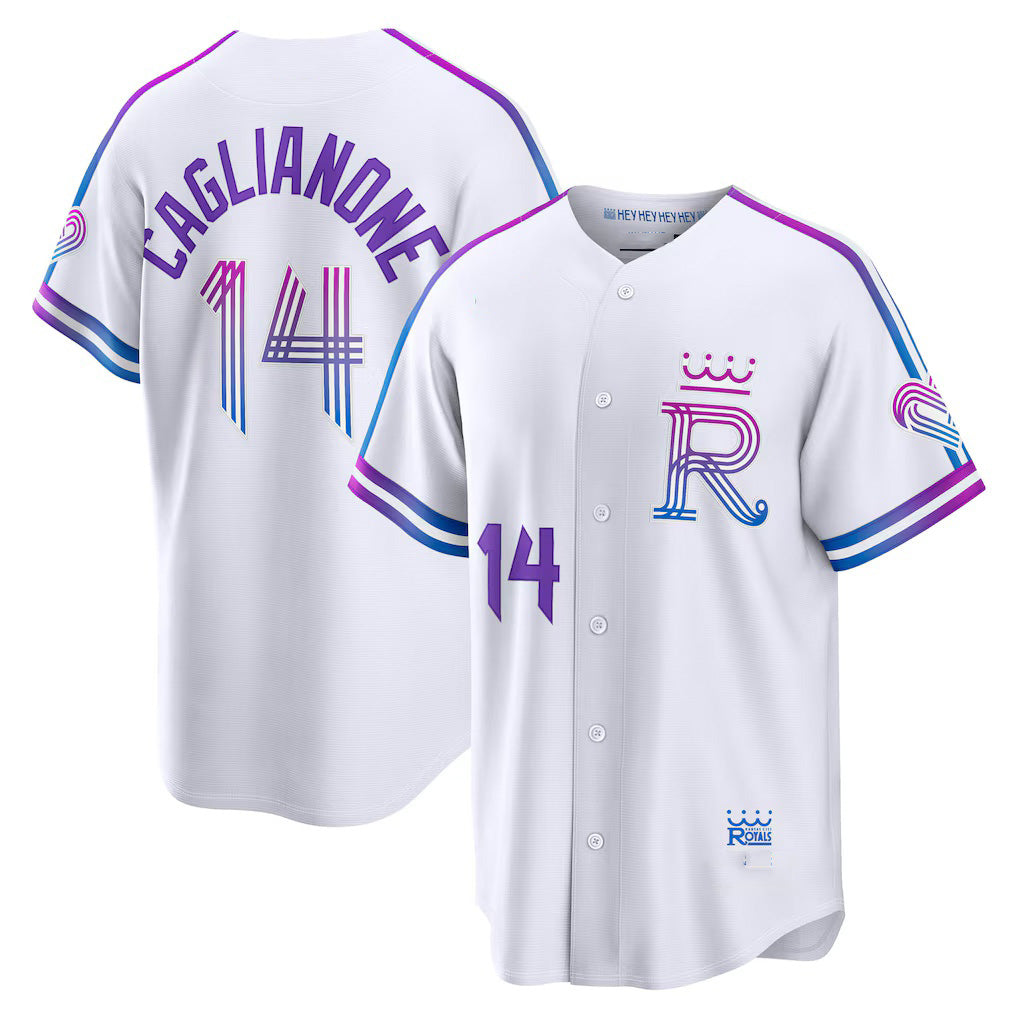 seanshop  Kansas City Royals #14 Jac Caglianone White  2026 City Connect Stadium Jersey