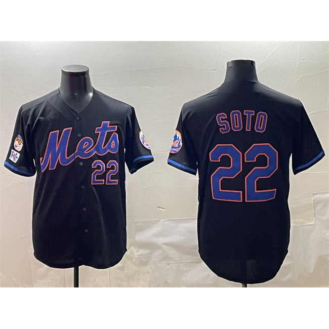 seanshop  New York Mets #22 Juan Soto Black  2025 Spring Training Cool Base Stitched Jersey