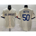 seanshop Los Angeles Dodgers #50 Mookie Betts Cream  Stitched Jersey