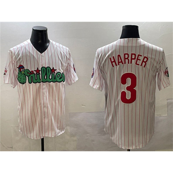 seanshop  Philadelphia Phillies #3 Bryce Harper White  Phanatic Cool Base Stitched Jersey