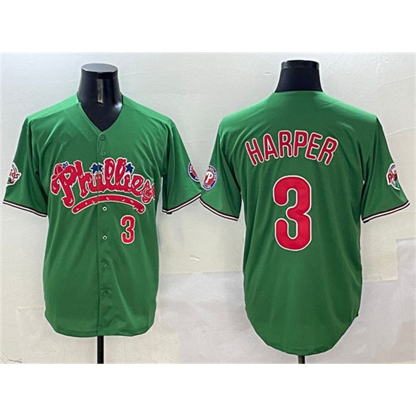 seanshop  Philadelphia Phillies #3 Bryce Harper Green  Phanatic Limited Stitched Jersey